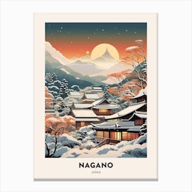 Winter Night  Travel Poster Nagano Japan 1 Canvas Print