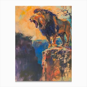 Transvaal Lion Roaring On A Cliff Fauvist Painting 2 Canvas Print