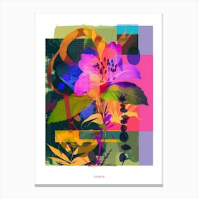 Lobelia 1 Neon Flower Collage Poster Canvas Print