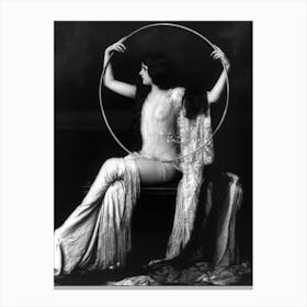 Flapper Follies, Risque Woman With Hoop Canvas Print