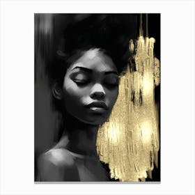 Black Girl with Gold Abstract 14.3 Canvas Print