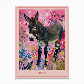 Floral Animal Painting Donkey 4 Poster Canvas Print