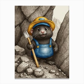 Rat In Overalls Canvas Print