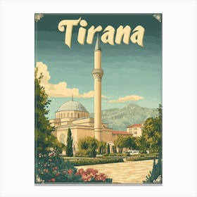 Aihrgdesign A Classic 1960s Travel Poster For Tirana 2 Canvas Print