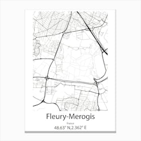 Fleury Merogis,France Minimalist Map Canvas Print