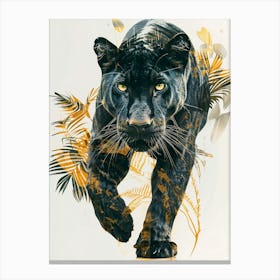 Double Exposure Realistic Black Panther With Jungle 23 Canvas Print