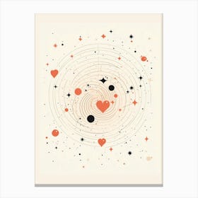 Swirl Beige Black & Copper Zodiac Heart 1 Canvas Print
