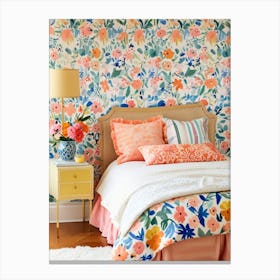 Floral Wallpaper Bedroom Canvas Print