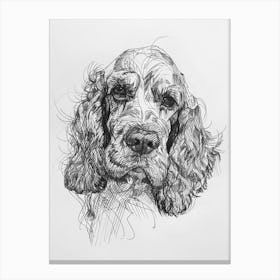 English Cocker Spaniel Dog Line Sketch 2 Canvas Print