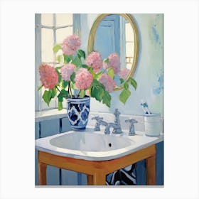 Bathroom Vanity Painting With A Hydrangea Bouquet 2 Canvas Print