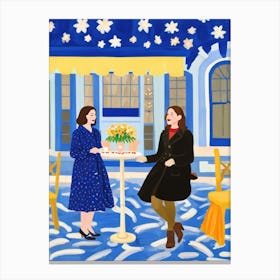 Two Women At A Table Canvas Print