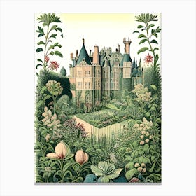 Château De Villandry Gardens 1, France Vintage Botanical Canvas Print