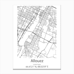 Allouez,United States Minimalist Map Canvas Print