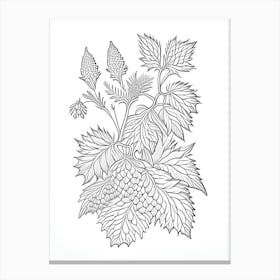 Hops Herb William Morris Inspired Line Drawing 1 Canvas Print