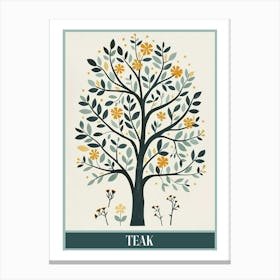 Teak Tree Flat Illustration 4 Poster Canvas Print