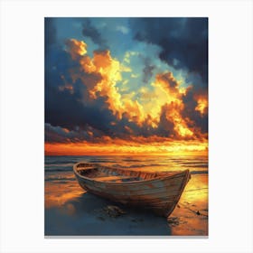 Old Boat Lies On The Beach Toile