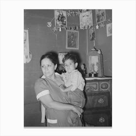 Mexican Mother And Child In Front Of Shrine In Corner Of Room, San Antonio, Texas By Russell Lee Canvas Print