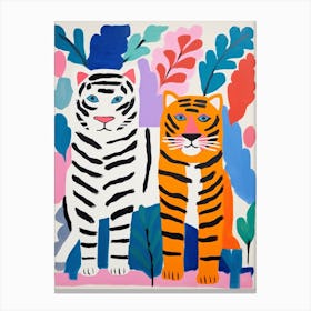 Colourful Kids Animal Art Siberian Tiger 1 Canvas Print