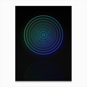 Neon Blue and Green Abstract Geometric Glyph on Black n.0364 Canvas Print