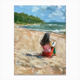 Reading On The Beach Canvas Print