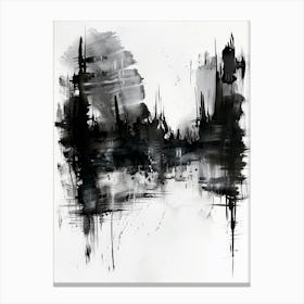 Abstract Black And White Painting 5 Canvas Print