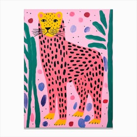 Pink Polka Dot Cheetah 6 Canvas Print
