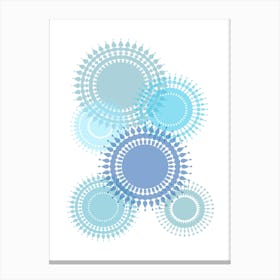 Abstract Folk Blue Suns Canvas Print