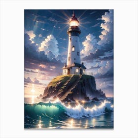 A Lighthouse In The Middle Of The Ocean 10 Canvas Print