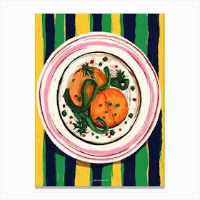A Plate Of Canelloni, Top View Food Illustration 2 Canvas Print