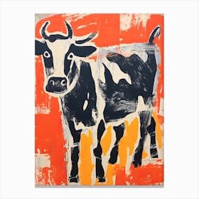 Cow, Woodblock Animal  Drawing 1 Canvas Print