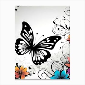 Butterfly And Flowers 7 Canvas Print