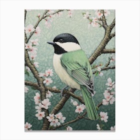 Ohara Koson Inspired Bird Painting Carolina Chickadee 1 Canvas Print