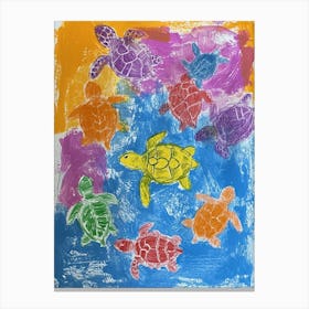 Abstract Sea Turtle Crayon Doodle Pattern 1 Canvas Print