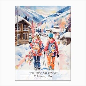 Telluride Ski Resort   Colorado Usa, Ski Resort Poster Illustration 0 Canvas Print