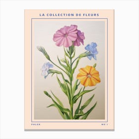 Phlox French Flower Botanical Poster Canvas Print