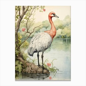 Storybook Animal Watercolour Flamingo 2 Canvas Print