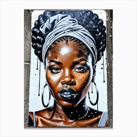 Graffiti Mural Of Beautiful Black Woman 382 Canvas Print