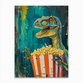 Dinosaur With Popcorn Brushstroke 4 Canvas Print