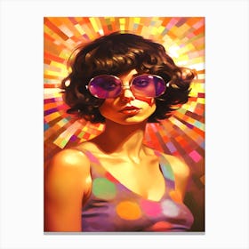 Disco Star - Retro Girl In Sunglasses Canvas Print