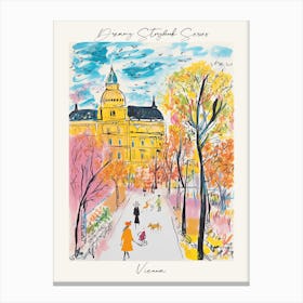 Poster Of Vienna, Dreamy Storybook Illustration 4 Canvas Print