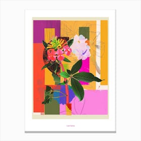 Lantana 1 Neon Flower Collage Poster Canvas Print