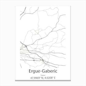 Ergue Gaberic,France Minimalist Map Canvas Print