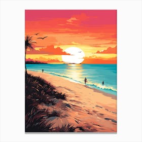 Grace Bay Beach Turks And Caicos At Sunset, Vibrant Painting 1 Canvas Print