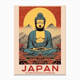 The Great Buddha Of Kamakura, Visit Japan Vintage Travel Art 1 Canvas Print