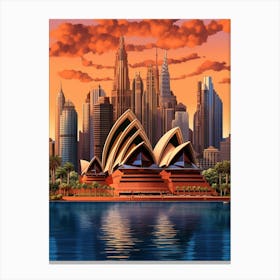Sydney Opera House Pxiel Art 4 Canvas Print