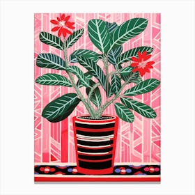Pink And Red Plant Illustration Zz Plant Zamicro 3 Canvas Print