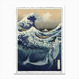 Whales And The Great Wave - Japanese Print Parody Canvas Print