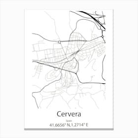 Cervera,Spain Minimalist Map Canvas Print