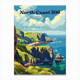 North Coast Scotland Coastline Art Illustration Canvas Print