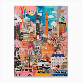 Copenhagen   Retro Collage Style 4 Canvas Print